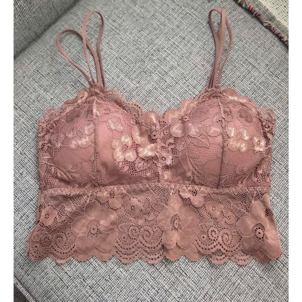 Rose Gold Lace Floral Bralette – Medium, Chic & Versatile